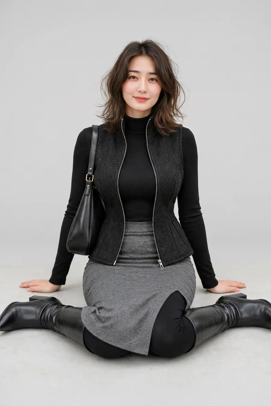 案例成片 46：WIN-0231 造型，女孩坐・双手后撑，正面
